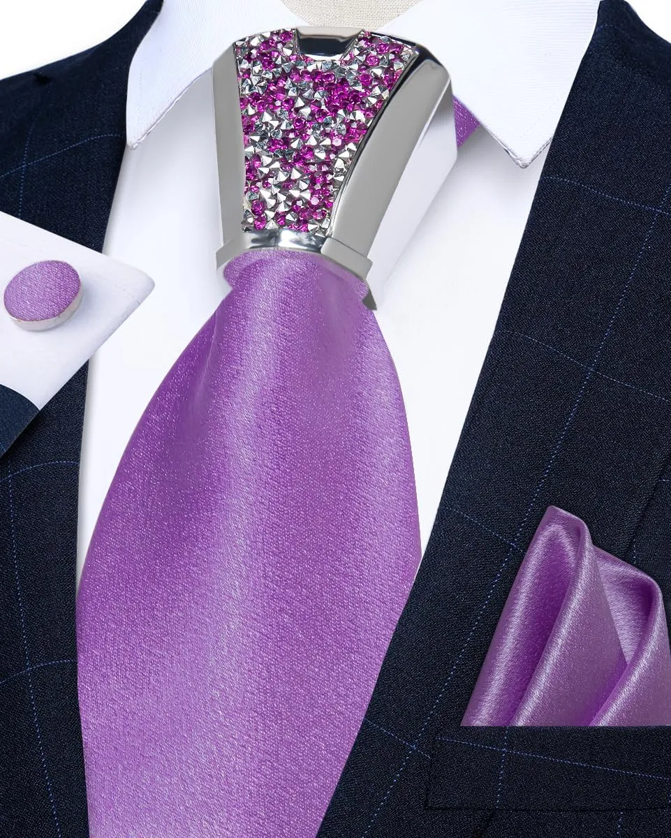 DiBanGu Mens Tie Set,Silk Solid Necktie and Shiny Tie Accessories Pocket Square Cufflinks Set With Gift Box for Wedding Party