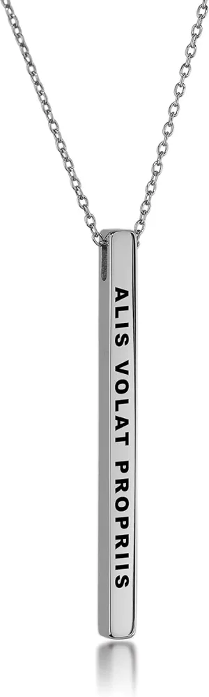 Dolceoro Inspirational Mantra Necklace, 42mm x 3mm Vertical Bar Pendant Jewelry, 316L Surgical Stainless Steel - NOT a Breathing Device