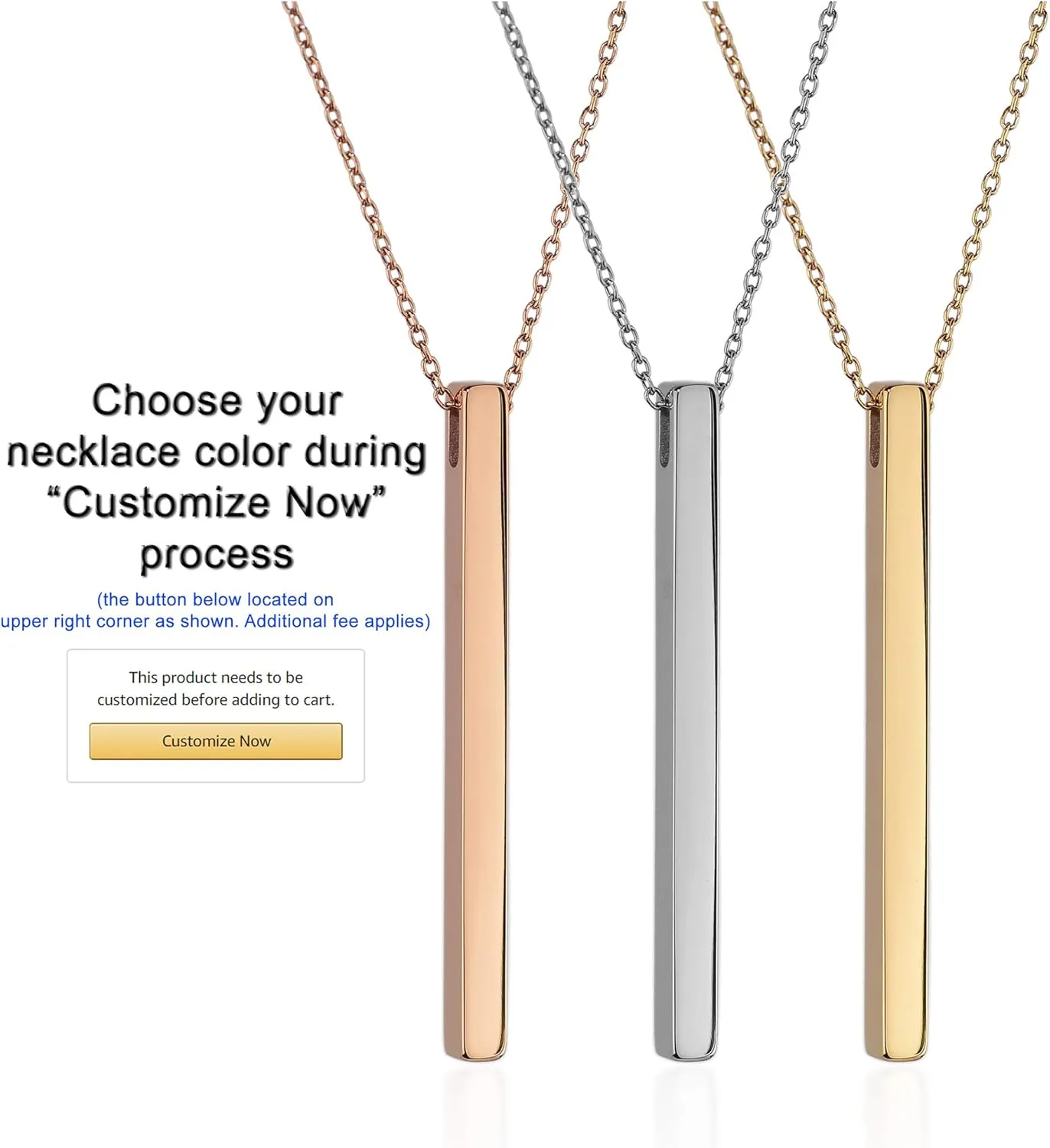 Dolceoro Inspirational Mantra Necklace, 42mm x 3mm Vertical Bar Pendant Jewelry, 316L Surgical Stainless Steel