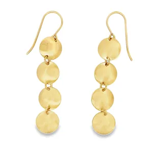 Domed Discs Dangle Earrings, 14Kt,
