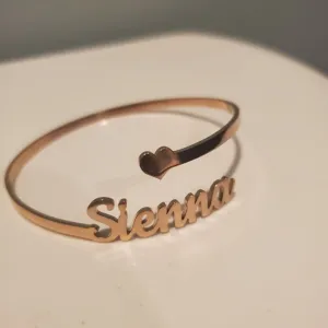Double Layer Nameplate Bangle Personalized Custom Cuff Bangles