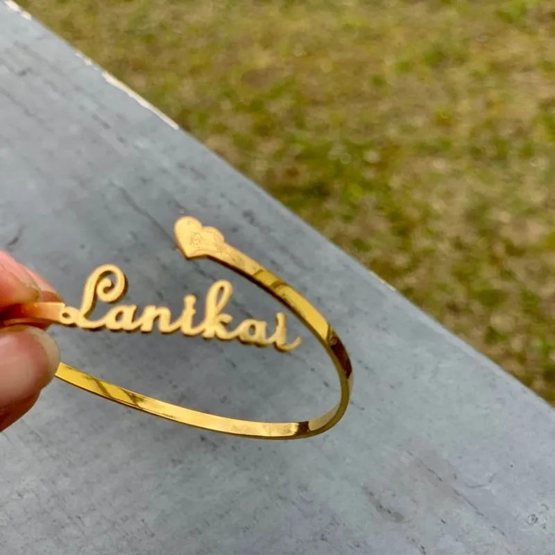 Double Layer Nameplate Bangle Personalized Custom Cuff Bangles