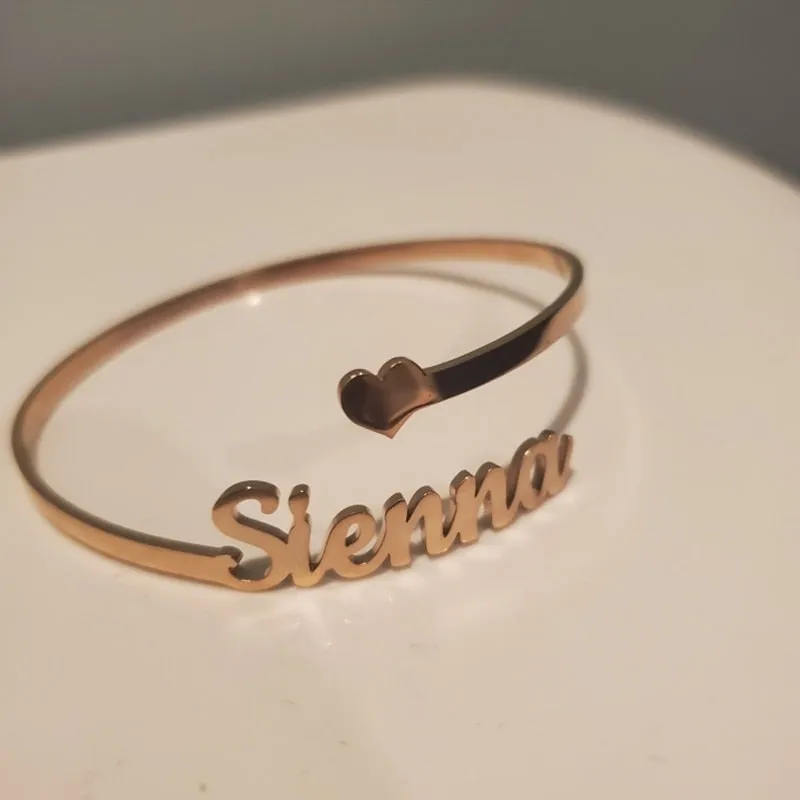 Double Layer Nameplate Bangle Personalized Custom Cuff Bangles