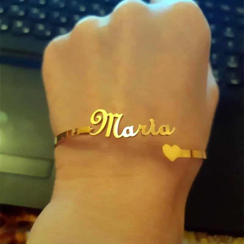 Double Layer Nameplate Bangle Personalized Custom Cuff Bangles