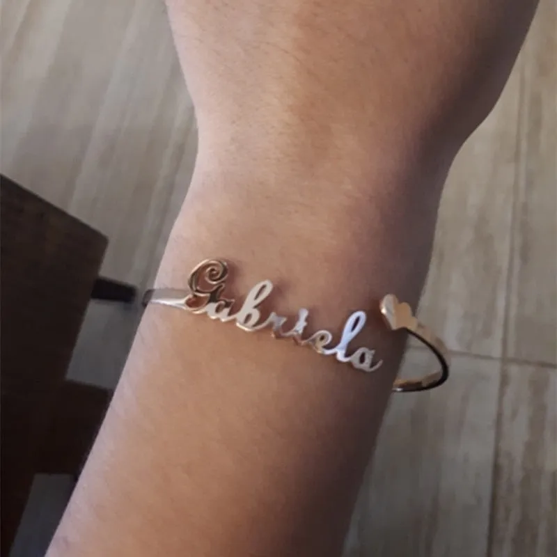 Double Layer Nameplate Bangle Personalized Custom Cuff Bangles