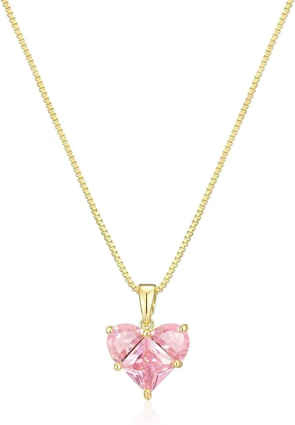Dreuyet Pink Heart Necklace for Women Dainty Cute Y2k Silver Clear Crystal Heart with Arrow Pendant Choker Necklace Aesthetic Jewelry