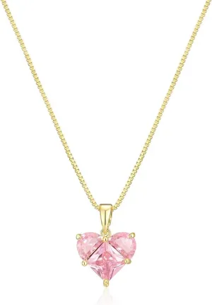 Dreuyet Pink Heart Necklace for Women Dainty Cute Y2k Silver Clear Crystal Heart with Arrow Pendant Choker Necklace Aesthetic Jewelry