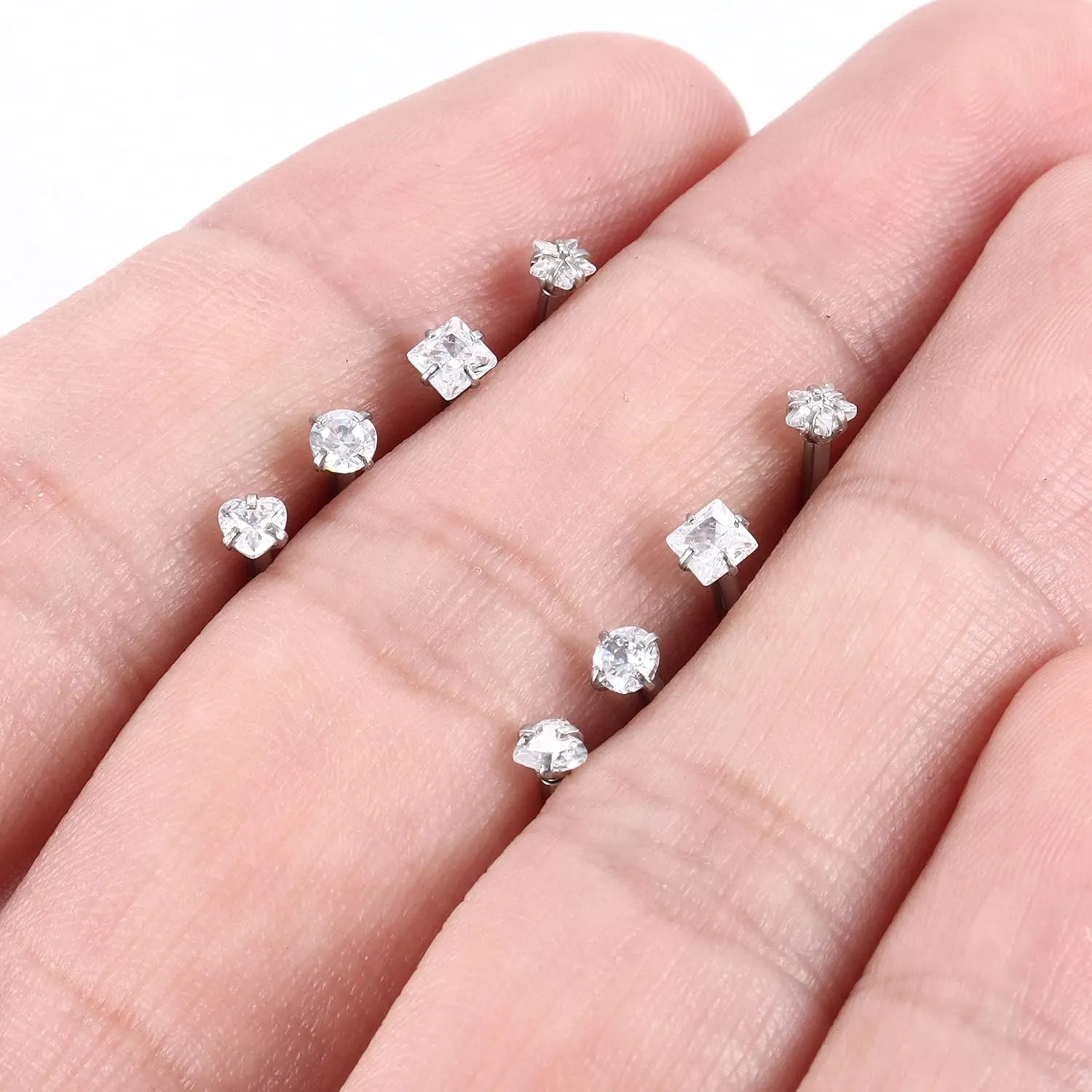 Drperfect 16G Internally Threaded Labret Stud Lip Rings Medusa Monroe Piercing 316L Stainless Steel CZ Cartilage Tragus Piercing Jewelry Forward Helix Earrings Nose Piercing 6mm 8mm 10mm