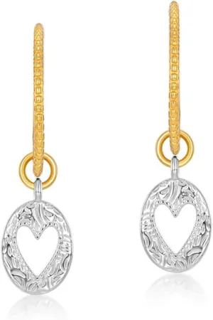Earrings Jewelry Gifts for Women - S925 Sterling Silver C-Shaped Hoop Earrings with Hollow Heart Coin Drop for Women | Vintage-Style Jewelry Gifts for Ladies