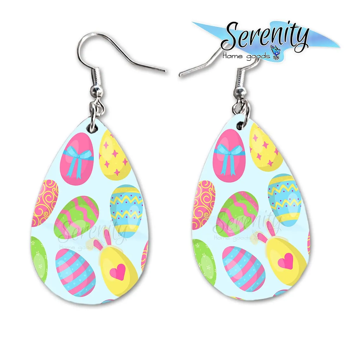 Easter Bunny Egg Dangle Earrings Set | Cute Girls Womens Jewelry Earings | Double Sided Print | Spring Holiday Gifts | Passover Sunday Girls Decorations Girlfriend Wife Adorable Fashion Accessories