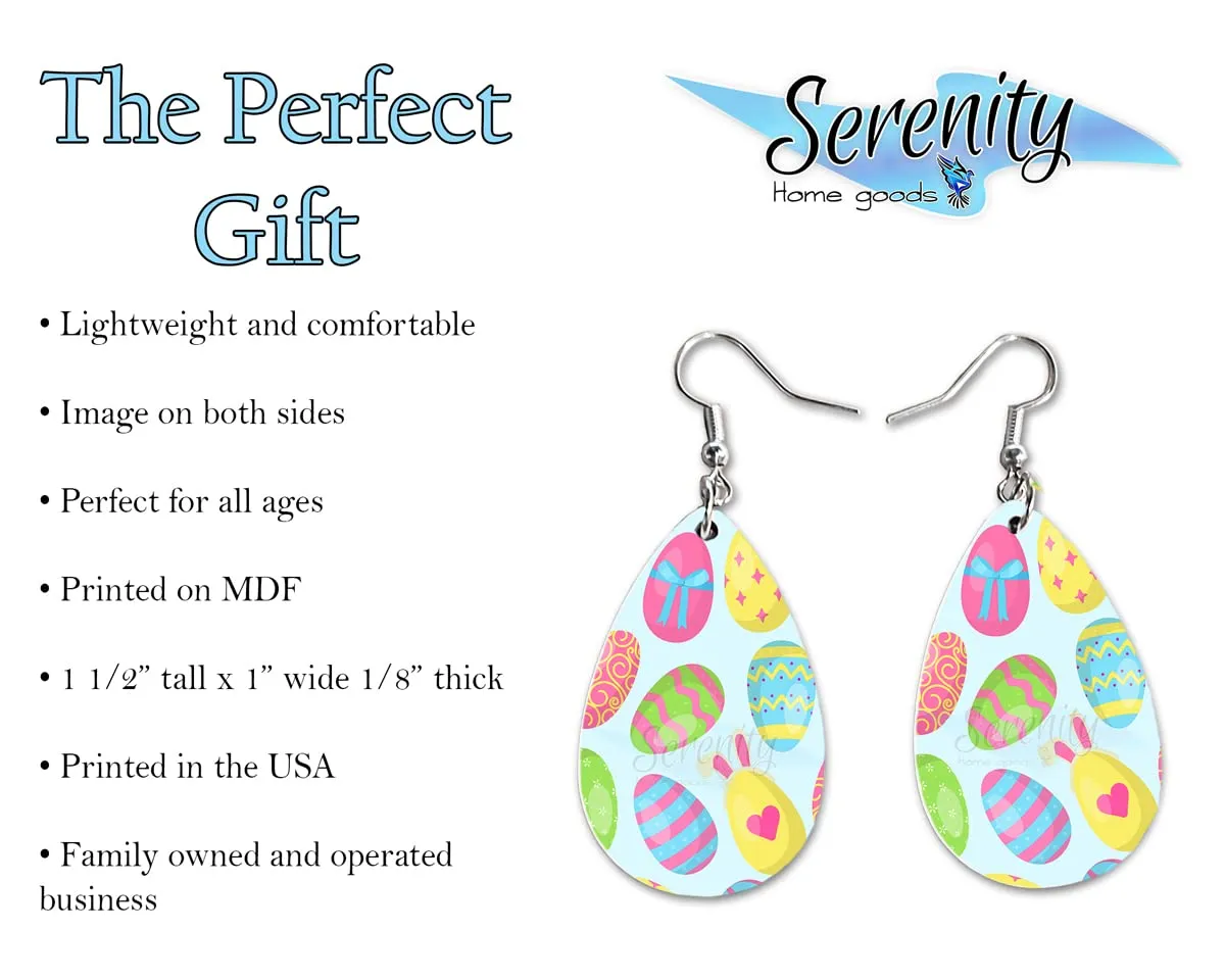 Easter Bunny Egg Dangle Earrings Set | Cute Girls Womens Jewelry Earings | Double Sided Print | Spring Holiday Gifts | Passover Sunday Girls Decorations Girlfriend Wife Adorable Fashion Accessories