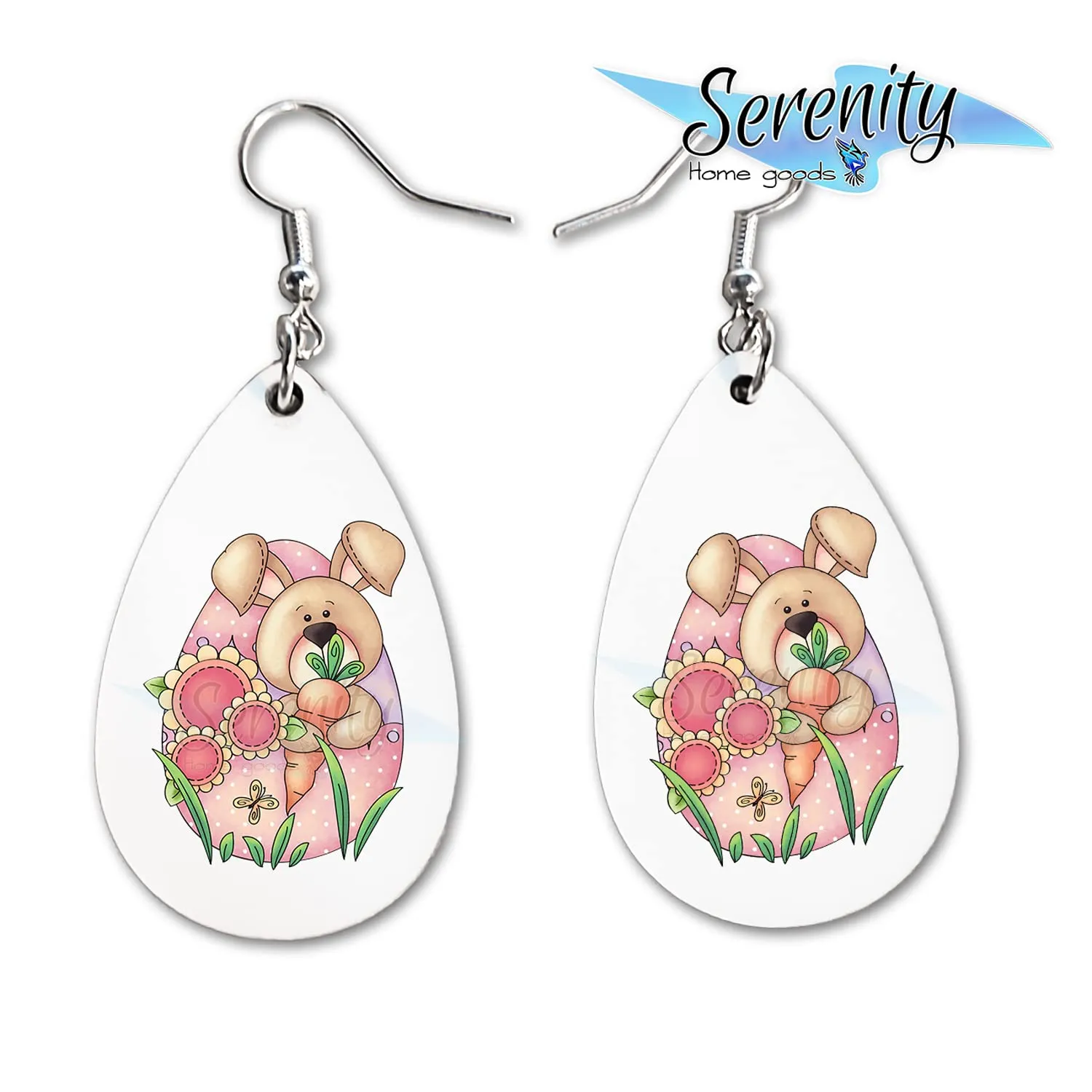 Easter Bunny Egg Dangle Earrings Set | Cute Girls Womens Jewelry Earings | Double Sided Print | Spring Holiday Gifts | Passover Sunday Girls Decorations Girlfriend Wife Adorable Fashion Accessories