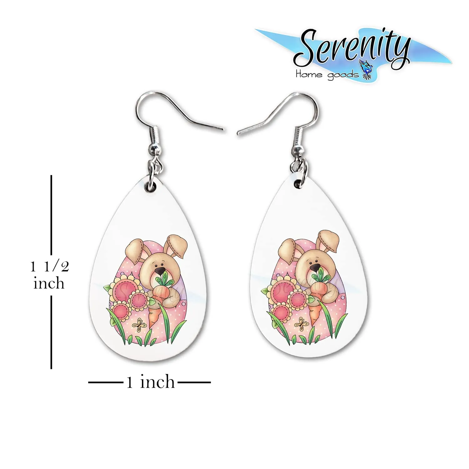 Easter Bunny Egg Dangle Earrings Set | Cute Girls Womens Jewelry Earings | Double Sided Print | Spring Holiday Gifts | Passover Sunday Girls Decorations Girlfriend Wife Adorable Fashion Accessories