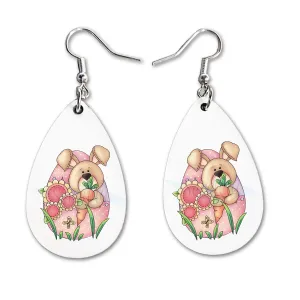 Easter Bunny Egg Dangle Earrings Set | Cute Girls Womens Jewelry Earings | Double Sided Print | Spring Holiday Gifts | Passover Sunday Girls Decorations Girlfriend Wife Adorable Fashion Accessories