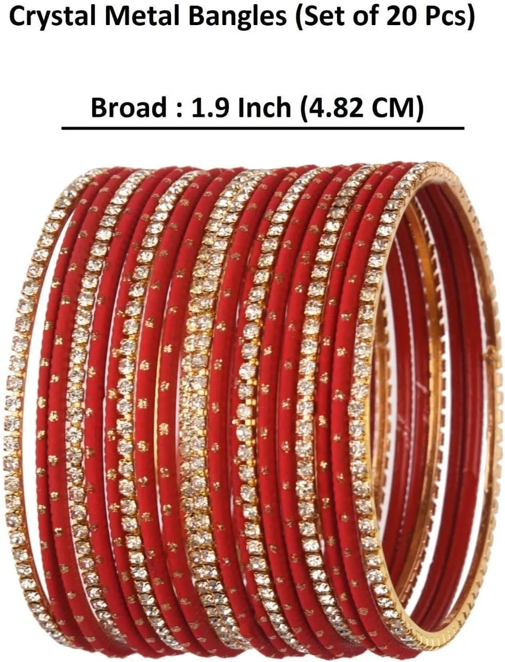 Efulgenz Indian Bangles Set - Wedding Bangles with Rhinestone CZ Plain Metal Bracelet for Women