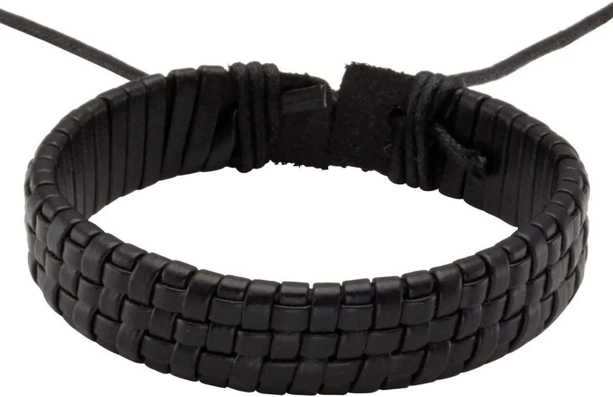 Eigso PU Leather Braided Handmade Cuff Wrap Bracelet Handbands for Men Women Stackable Adjustable