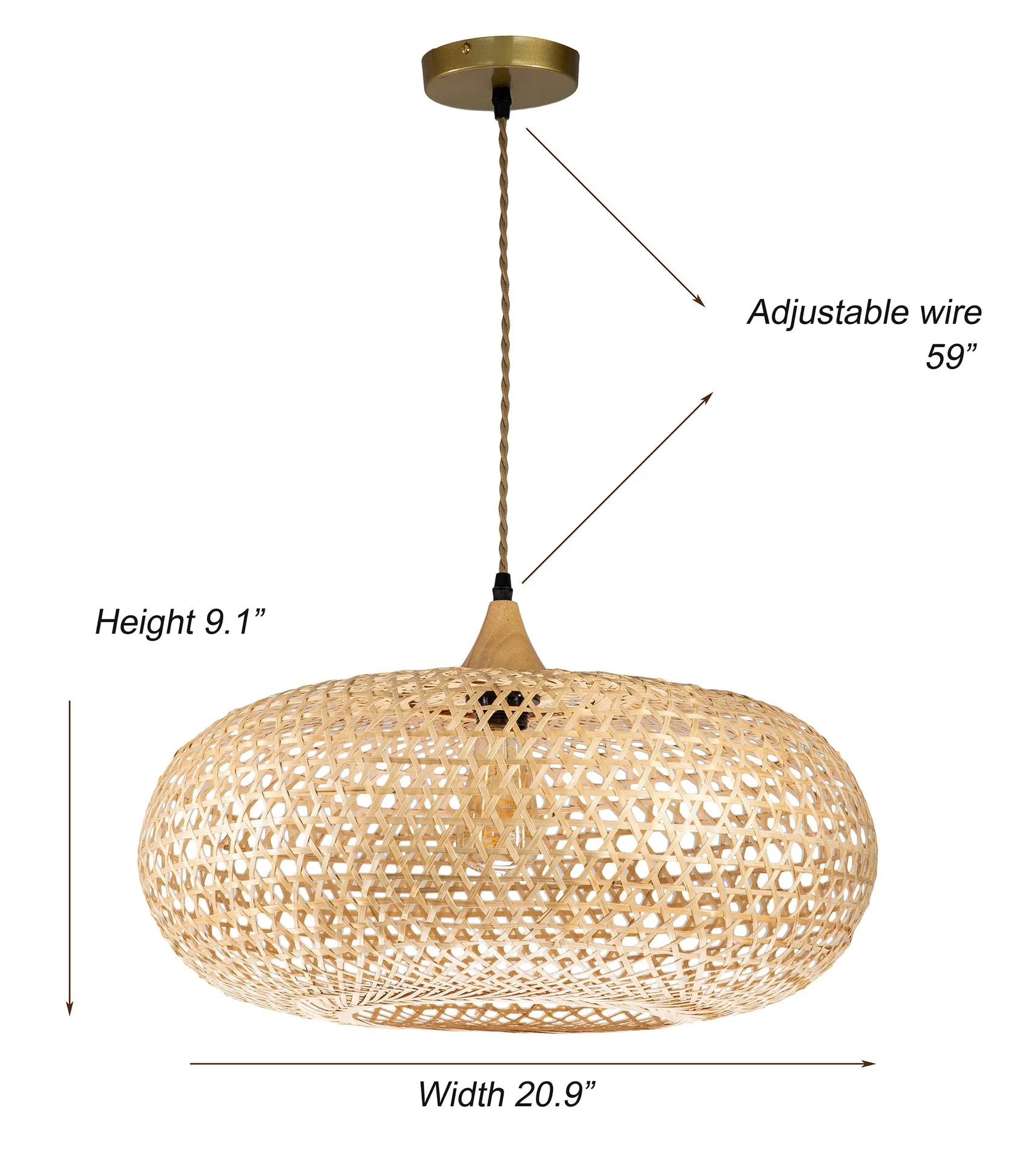 Ele Rattan Pendant Light D20 By Ele Light & Decor