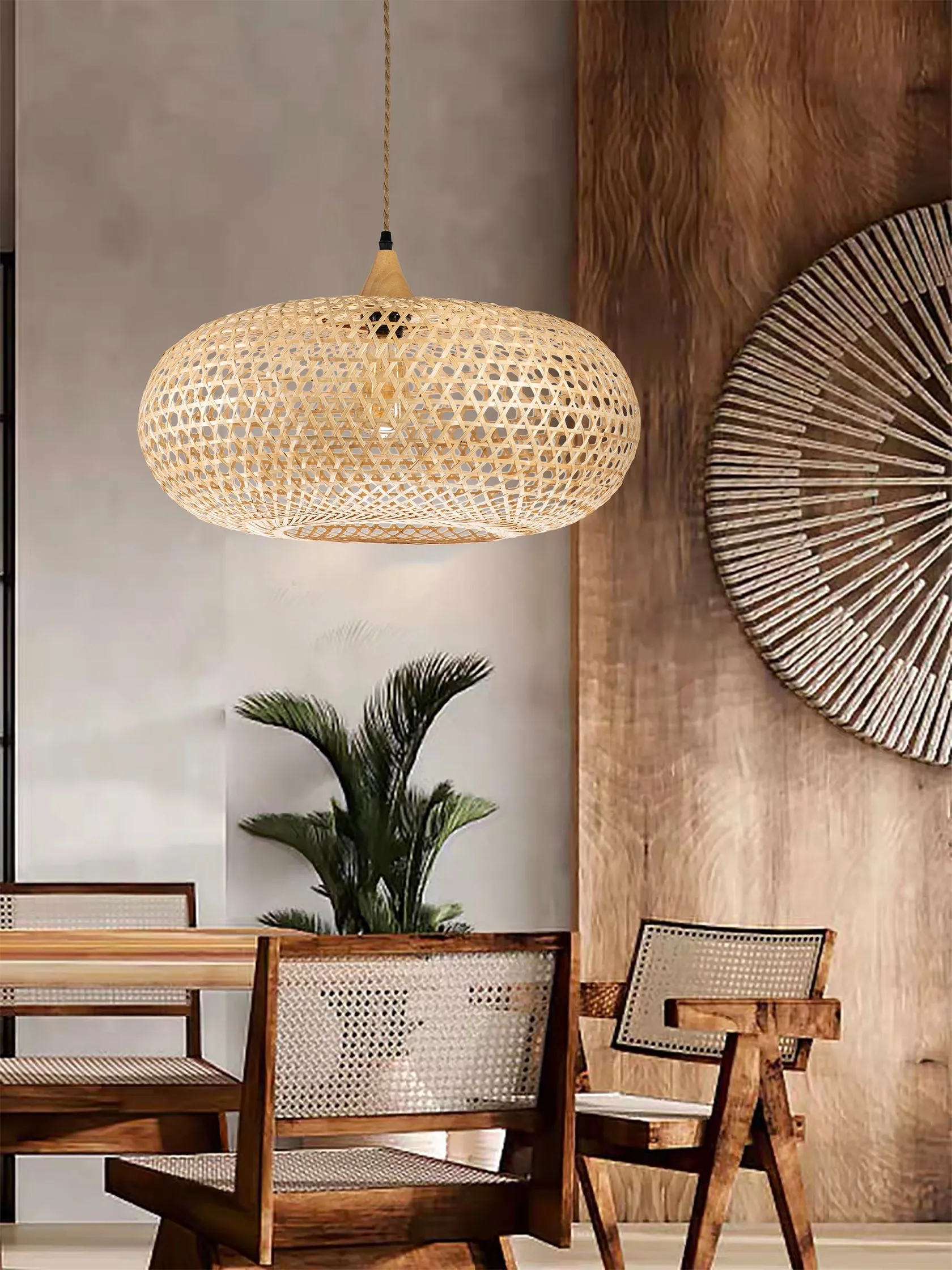 Ele Rattan Pendant Light D20 By Ele Light & Decor