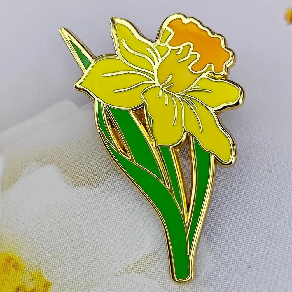 Enamel Pin Badge Daffodil Flower Brooch Pin for Teachers Nurses Doctors Lawyers Architects Interior Designers Florists Gardeners
