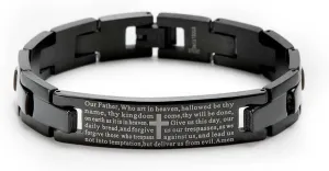 Engravable Lord's Prayer Bracelet for Him - Black Stainless Steel ID Bracelet - Men's Personalized Bracelets - Religious Gift for Him - Birthday Gift - Graduation Gift - Father's Day Gift
