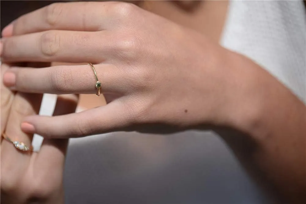 espere Sterling Silver Birthstone Stacking Ring Dainty Birthstone Rings Open Adjustable