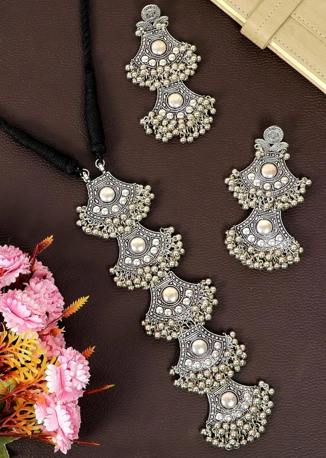 Ethnic Trendy Afghani Traditional Indian Boho Silver Oxidized Statement Necklace Jewelry for Women