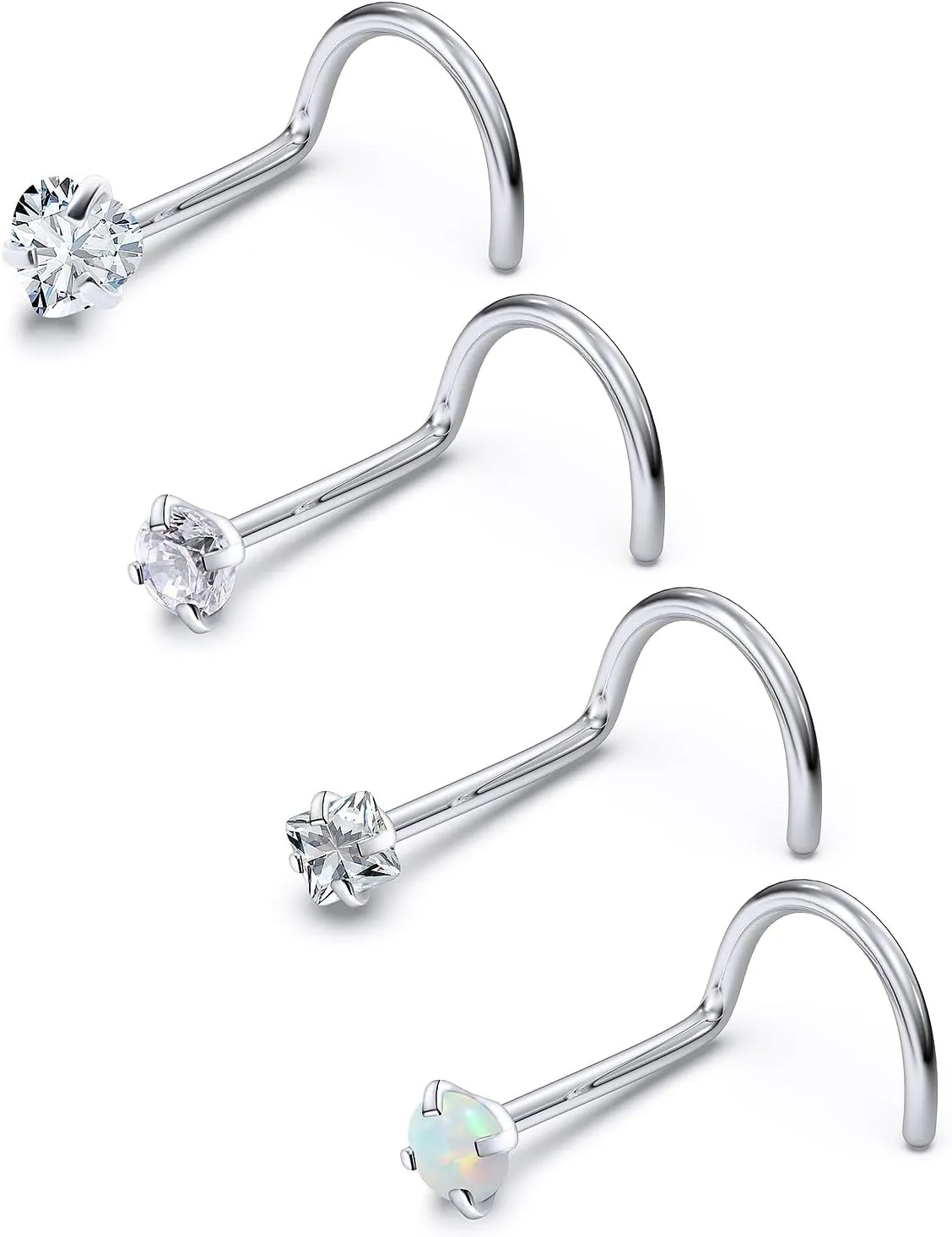 F136 Titanium Nose Rings Studs 20G Straight Nose Stud L Shaped Nose Studs Nose Screw Studs Diamond Nose Stud Heart Nose Stud Corkscrew Nose Studs Opal Nose Stud Square Diamond Nose Stud