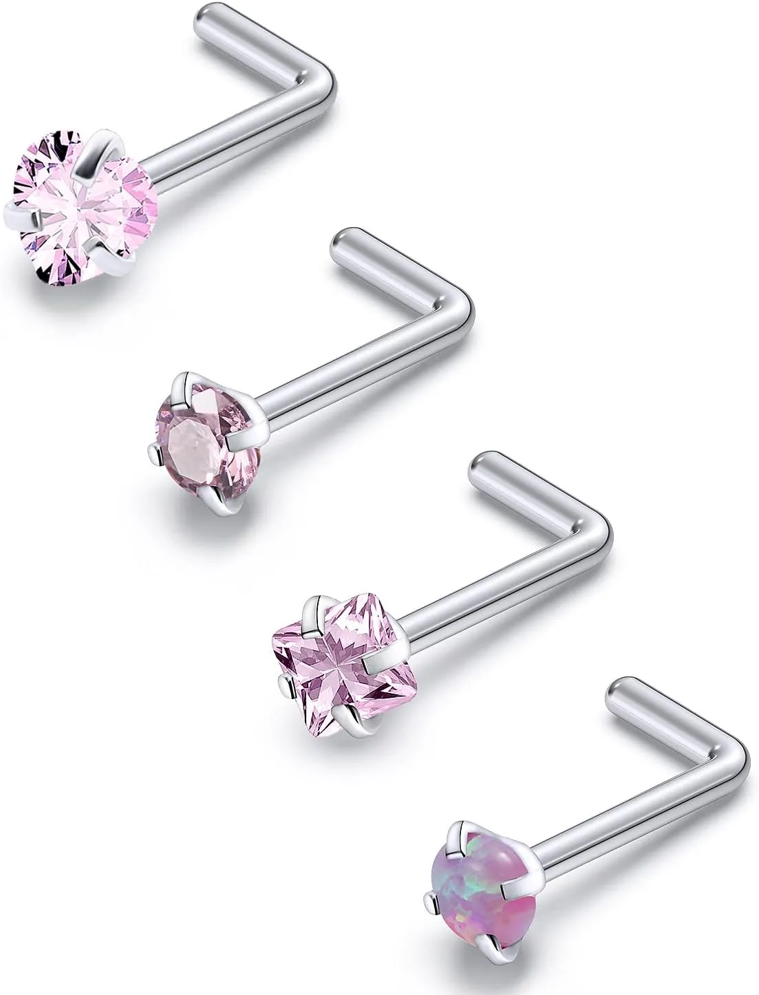 F136 Titanium Nose Rings Studs 20G Straight Nose Stud L Shaped Nose Studs Nose Screw Studs Diamond Nose Stud Heart Nose Stud Corkscrew Nose Studs Opal Nose Stud Square Diamond Nose Stud