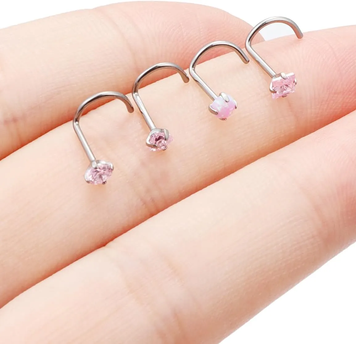 F136 Titanium Nose Rings Studs 20G Straight Nose Stud L Shaped Nose Studs Nose Screw Studs Diamond Nose Stud Heart Nose Stud Corkscrew Nose Studs Opal Nose Stud Square Diamond Nose Stud