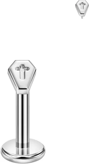 FANSING Cross Coffin Nose Rings for Women Men Surgical Steel Cartilage Earring Stud Threadless Labret Studs for Helix Rook Conch Tragus Earlobe Piercings