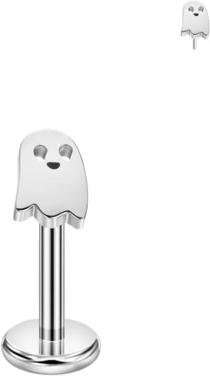 FANSING Ghost Labret Studs Threadless Push Pin Earrings 316L Surgical Steel Piercing Jewelry