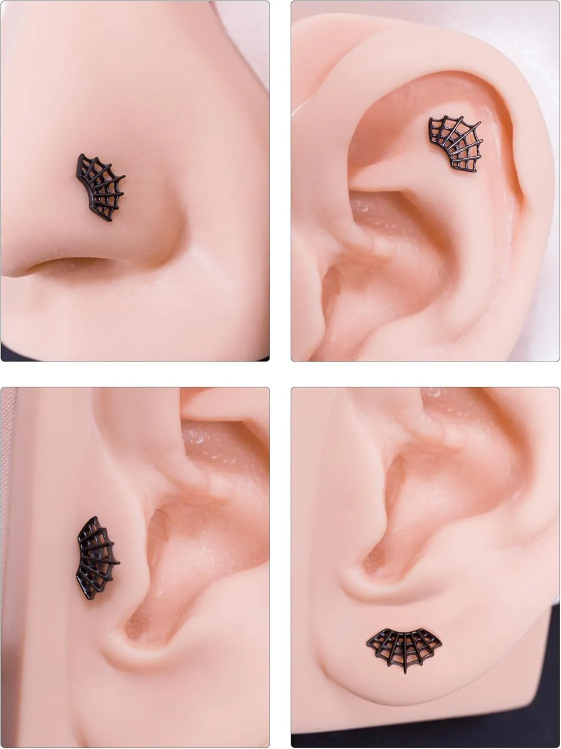 FANSING Spider Web Threadless Push Pin Labret Studs Surgical Steel Halloween Piercing Jewelry