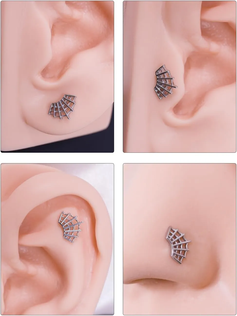 FANSING Spider Web Threadless Push Pin Labret Studs Surgical Steel Halloween Piercing Jewelry