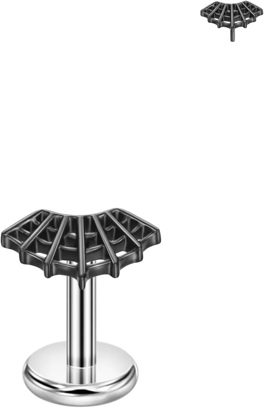 FANSING Spider Web Threadless Push Pin Labret Studs Surgical Steel Halloween Piercing Jewelry