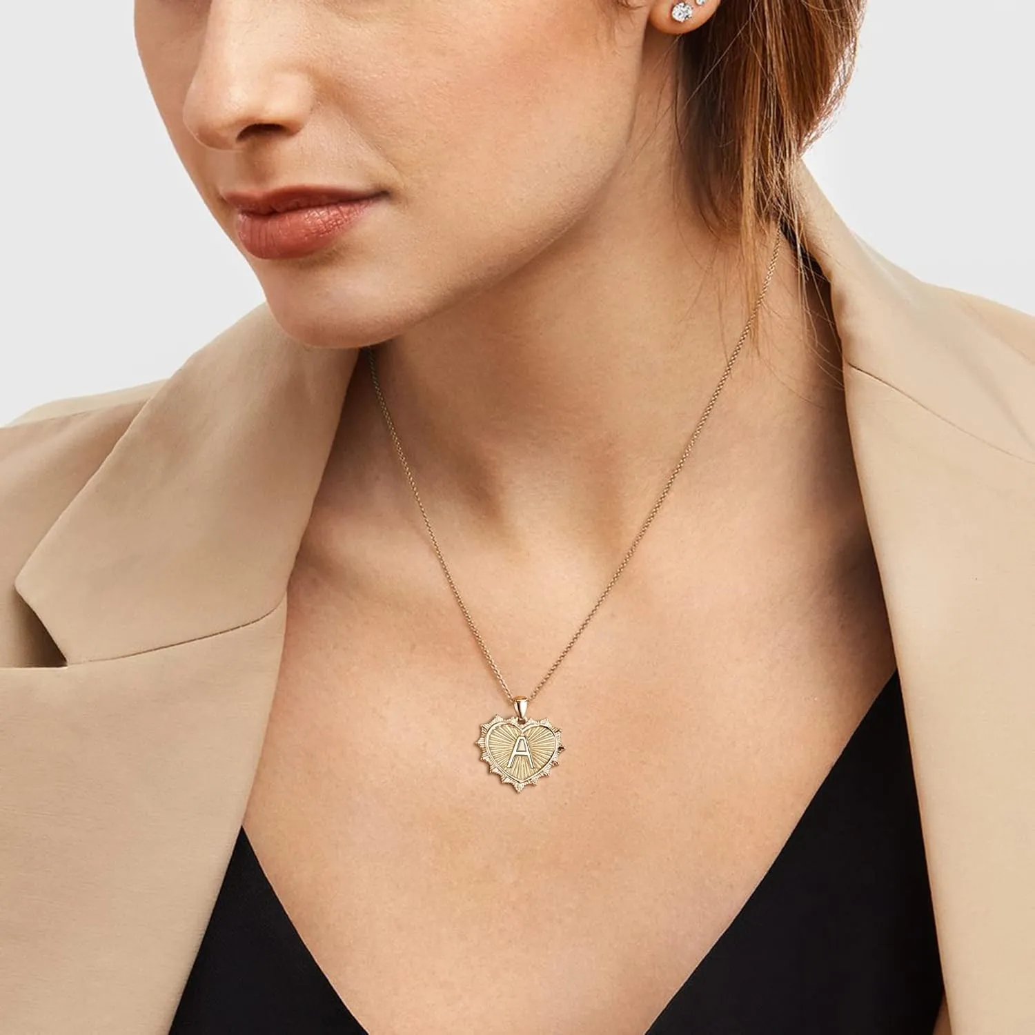 FANZE Gold Initial Necklace for Women Dainty Chain Paperclip Pendant Necklace Women Heart Shape Letter Jewelry Gift for Chrismas/Thanksgiving/Anniversary