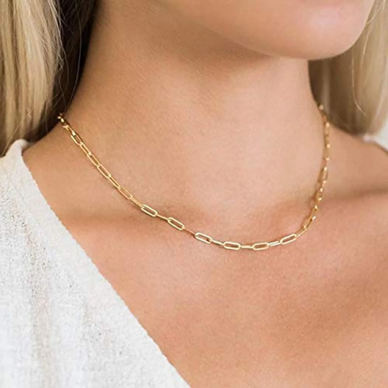 FANZE Gold Initial Necklace for Women Dainty Chain Paperclip Pendant Necklace Women Heart Shape Letter Jewelry Gift for Chrismas/Thanksgiving/Anniversary