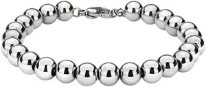 Fashion 8mm 316L Stainless Steel Rosary Beaded Chain Bracelet for Women Men 7-11 inches
