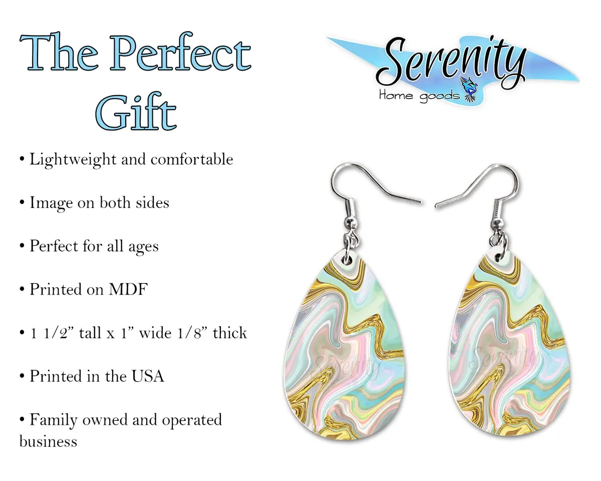 Fashion Drop And Dangle Earrings Set Paint Pours Colorful | Cute Girls Womens Jewelry Earings | Double Sided Print | Summer Girlfriend Wife Adorable Fashion Accessories