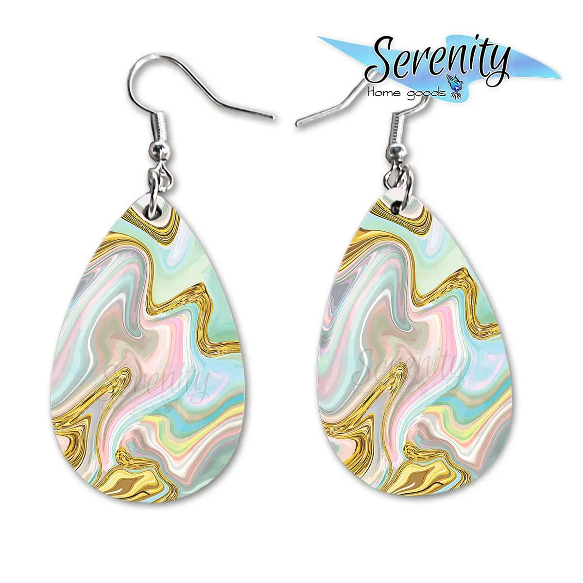 Fashion Drop And Dangle Earrings Set Paint Pours Colorful | Cute Girls Womens Jewelry Earings | Double Sided Print | Summer Girlfriend Wife Adorable Fashion Accessories
