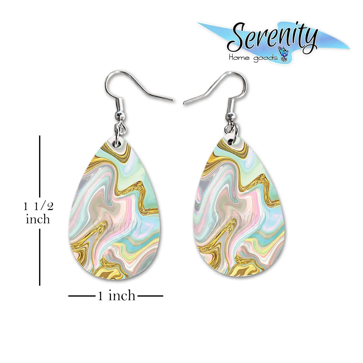 Fashion Drop And Dangle Earrings Set Paint Pours Colorful | Cute Girls Womens Jewelry Earings | Double Sided Print | Summer Girlfriend Wife Adorable Fashion Accessories