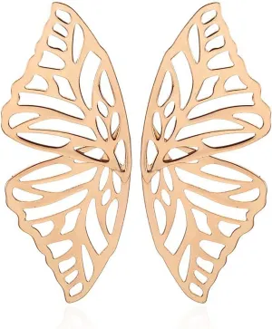 Fashion Hollow Big Butterfly Drop Dangle Earrings Gold Exaggerated Butterfly Wings Personality Stud Earrings for Women