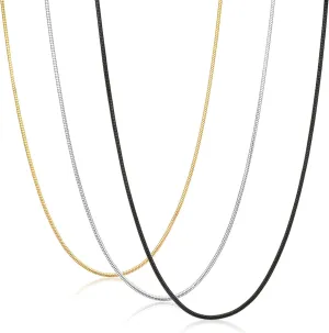 FIBO STEEL 0.9mm Stainless Steel Mens Womens Necklace Snake Chain 3 Pcs a Set, 14-36 inches