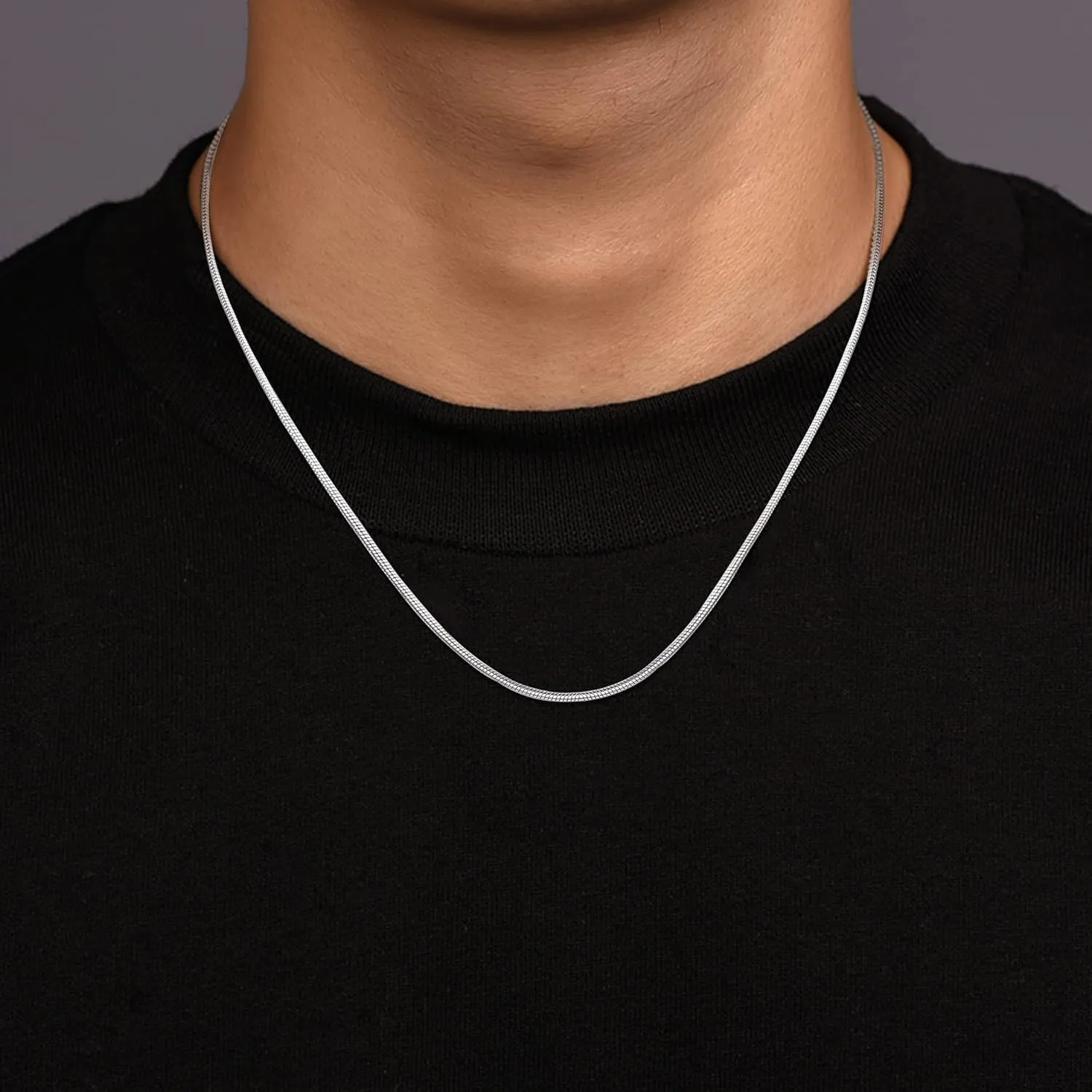 FIBO STEEL 0.9mm Stainless Steel Mens Womens Necklace Snake Chain 3 Pcs a Set, 14-36 inches