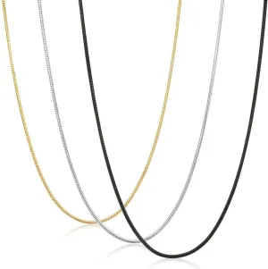FIBO STEEL 0.9mm Stainless Steel Mens Womens Necklace Snake Chain 3 Pcs a Set, 14-36 inches
