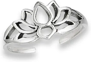 Filigree Flower Lotus Silhouette Nature .925 Sterling Silver Peace Bohemian Toe Ring Band