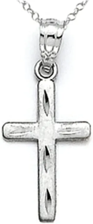 Finejewelers 14k White Gold Medium Bright Cut Cross Pendant Necklace Chain Included
