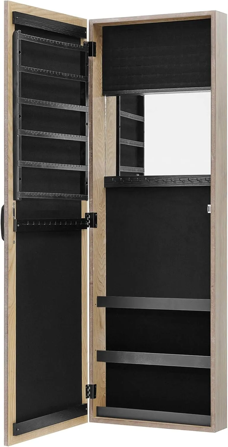 FirsTime & Co. Brown Rustic Arch Jewelry Armoire, Necklace Organizer for Bedroom Storage, Full Length Mirror Wall Vanity, Wood, Farmhouse, 43 x 14 inches