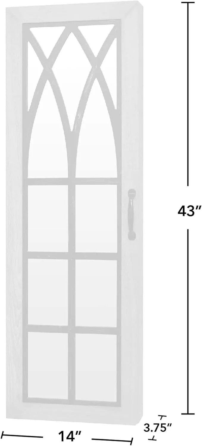 FirsTime & Co. Brown Rustic Arch Jewelry Armoire, Necklace Organizer for Bedroom Storage, Full Length Mirror Wall Vanity, Wood, Farmhouse, 43 x 14 inches