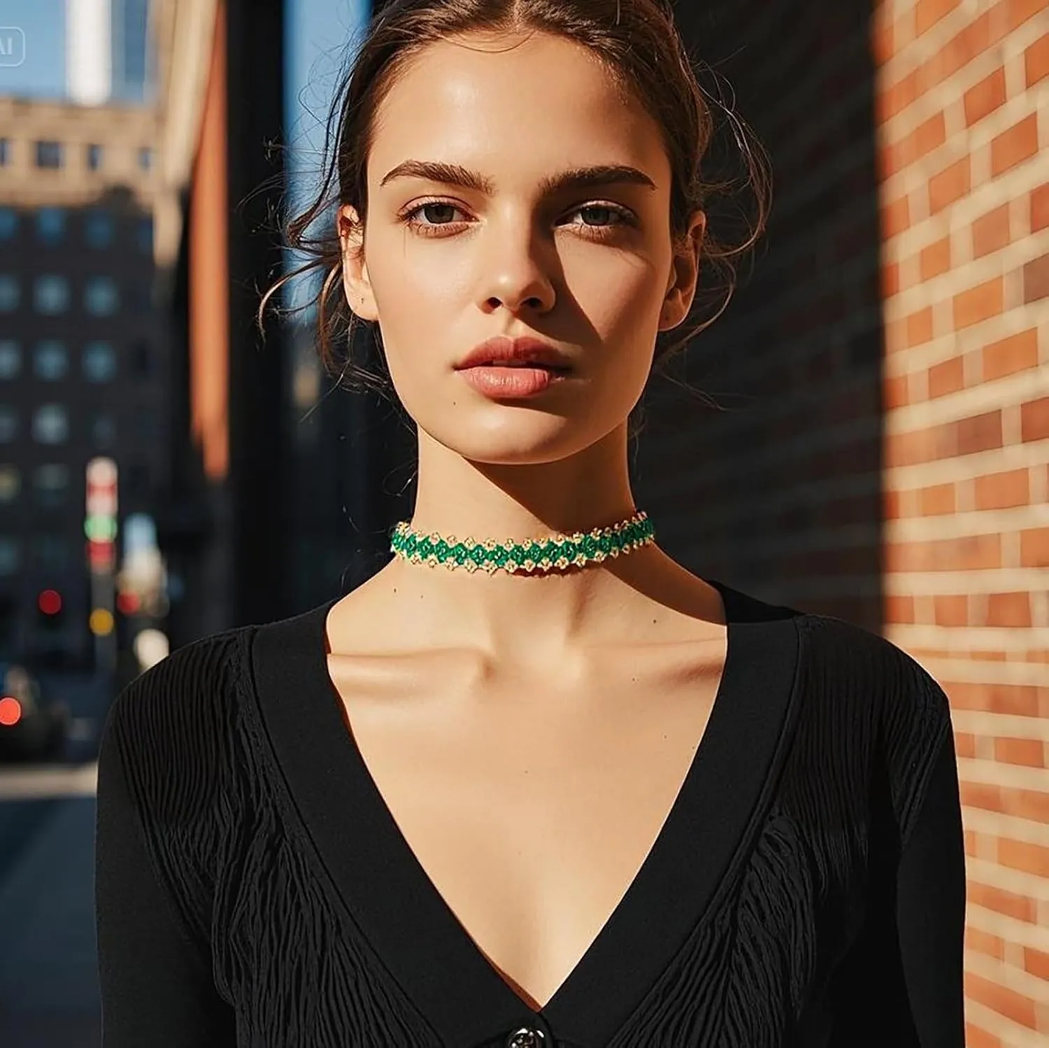 Firstmeet Gorgeous Handmade Glass Beads Choker Necklace Vintage Bohemian Court-style necklace