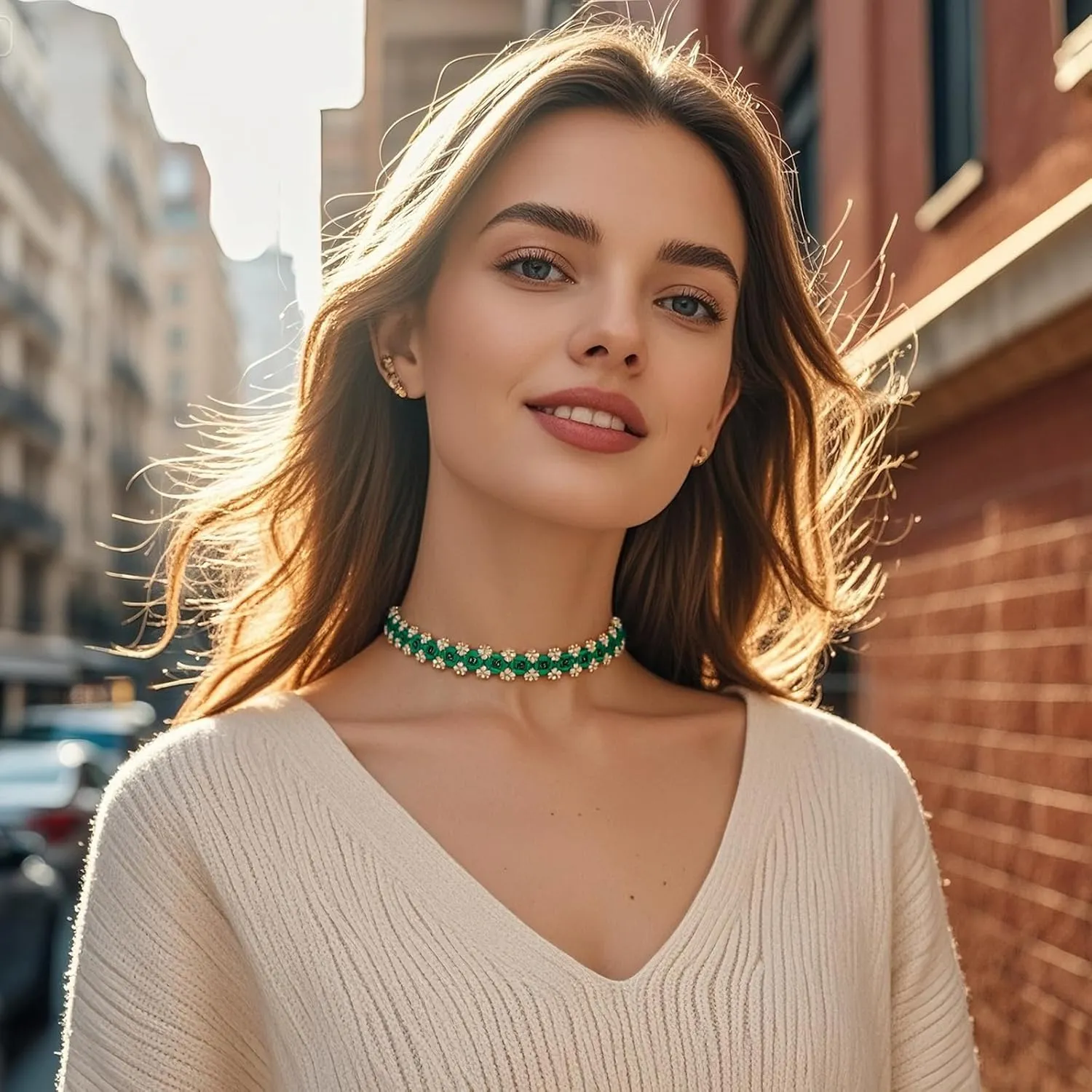 Firstmeet Gorgeous Handmade Glass Beads Choker Necklace Vintage Bohemian Court-style necklace